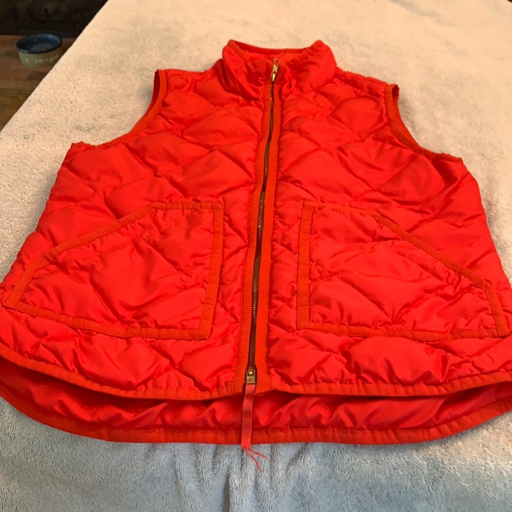 J Crew orange/red quilted vest SMALL